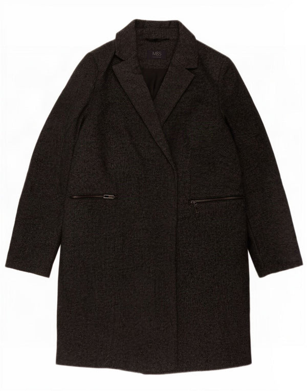 Marks & Spencer Damenmantel UK 14 Mittelgraues Nadelstreifen-Polyester