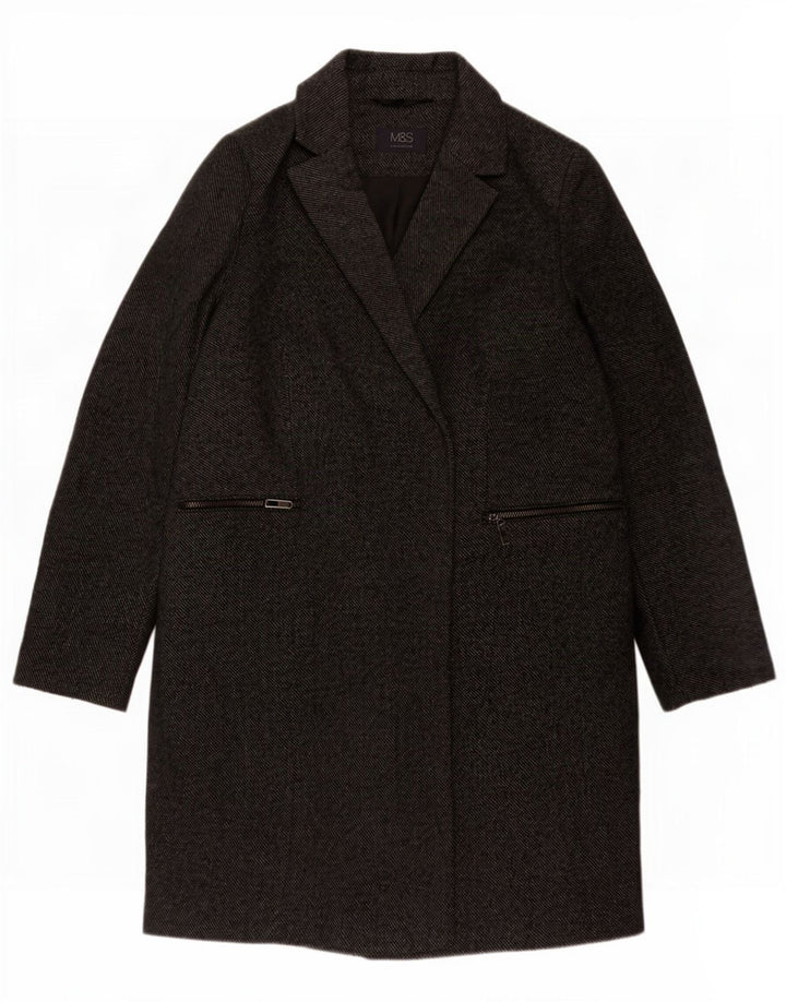 Marks & Spencer Damenmantel UK 14 Mittelgraues Nadelstreifen-Polyester