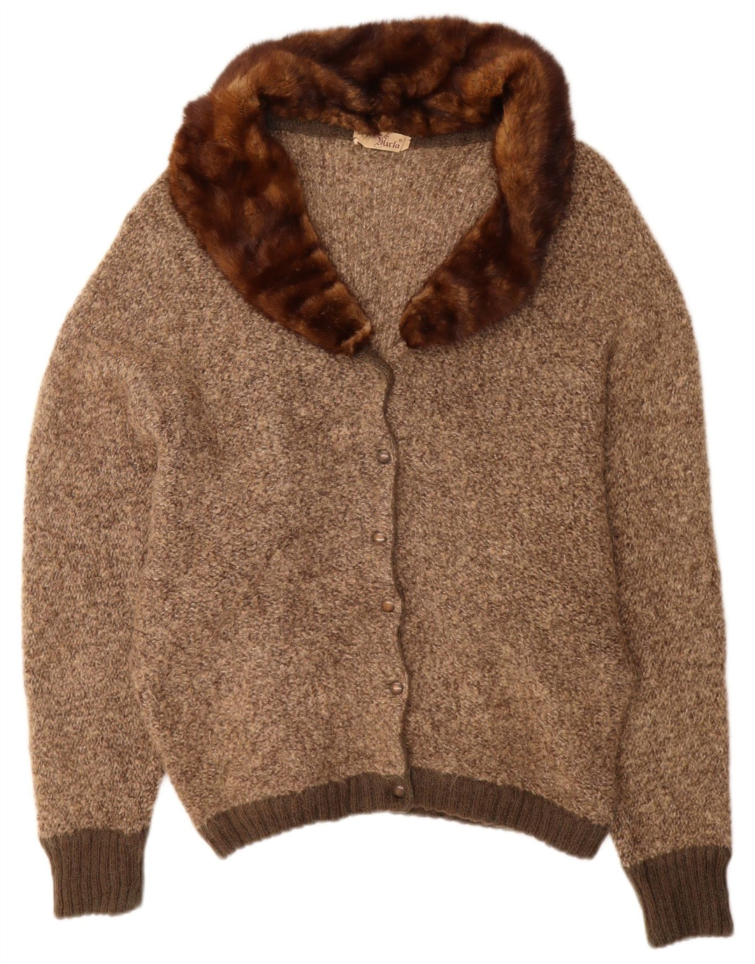 VINTAGE Damen Strickjacke UK 18 XL Braun