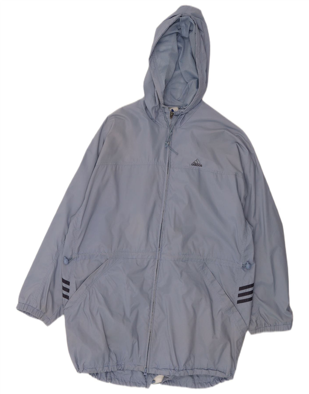 ADIDAS Damen-Regenmantel mit Kapuze, übergroß, UK 12, Mittelblau, Polyamid