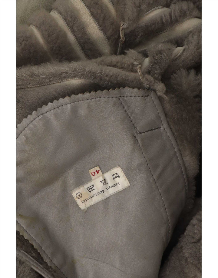 Vintage Damen Lammfellmantel EU 40 Mittelgraues Lammleder