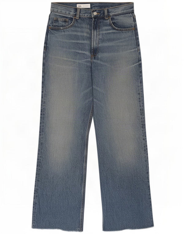 Zara Damen-Jeans mit weitem Bein, EU 38, Größe S, W28, L28, Blau