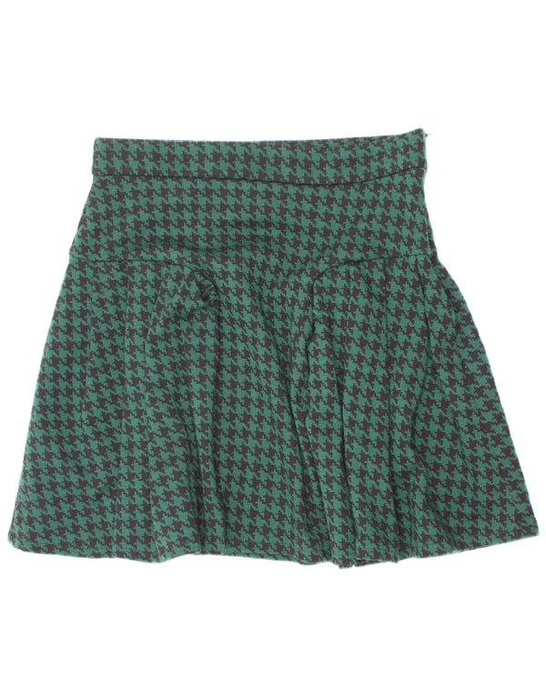 Zara Faltenrock für Mädchen, 13–14 Jahre, W26, grünes Hahnentritt-Polyester