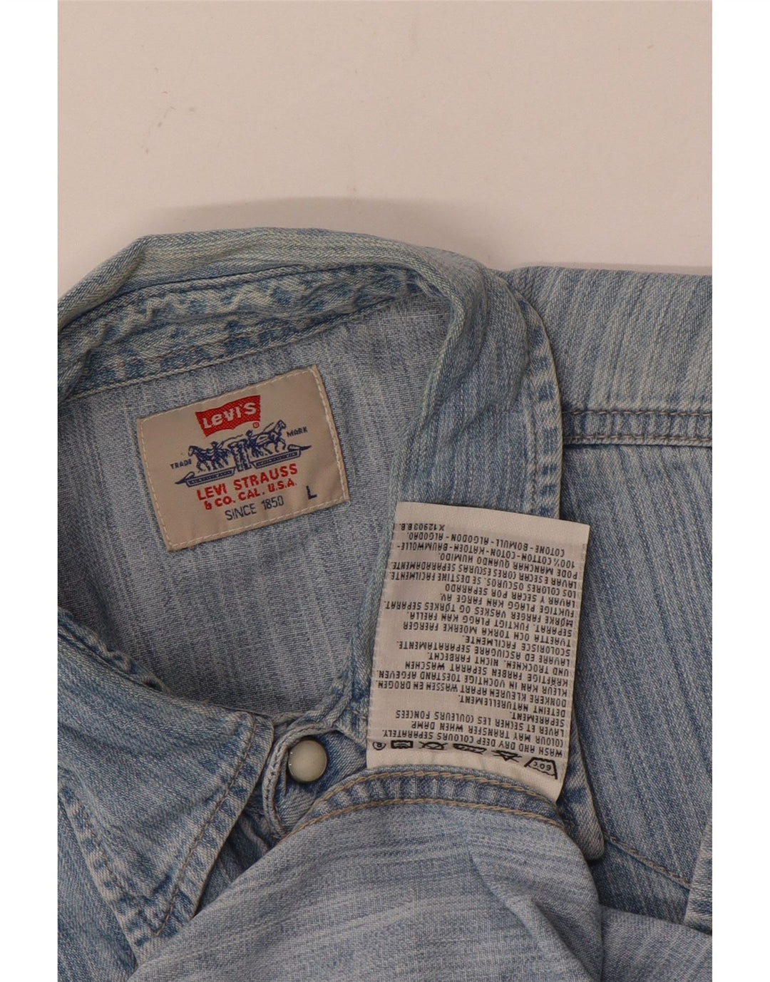 Levi's Herren-Jeanshemd, groß, blaue Nadelstreifen-Baumwolle