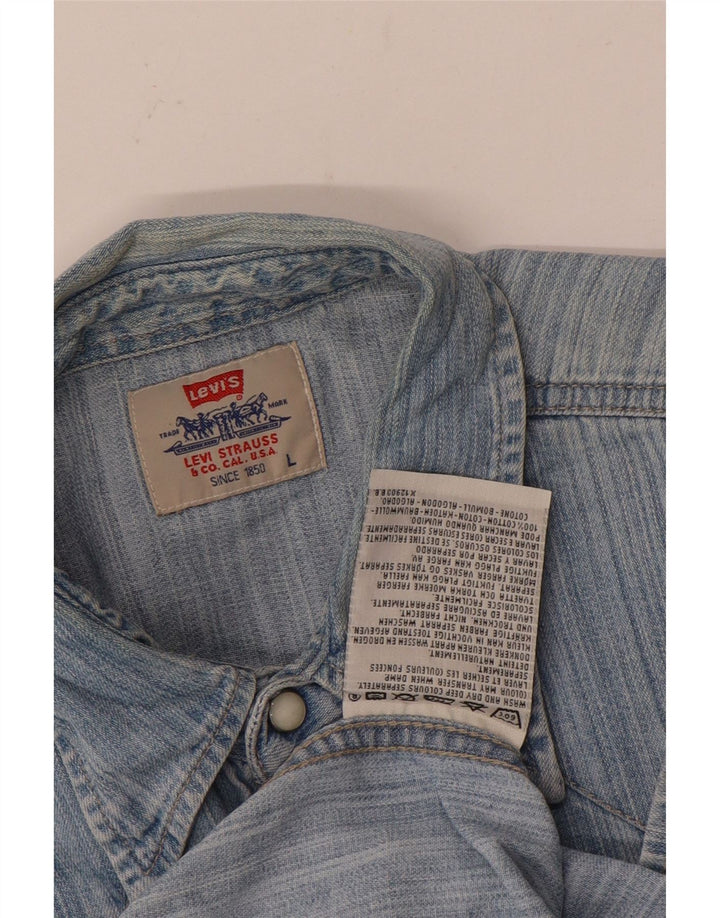 Levi's Herren-Jeanshemd, groß, blaue Nadelstreifen-Baumwolle
