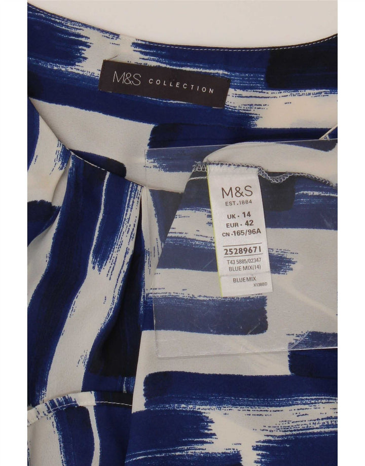 Marks & Spencer Damen-Blusenoberteil mit abstraktem Muster, Größe 44, Blau