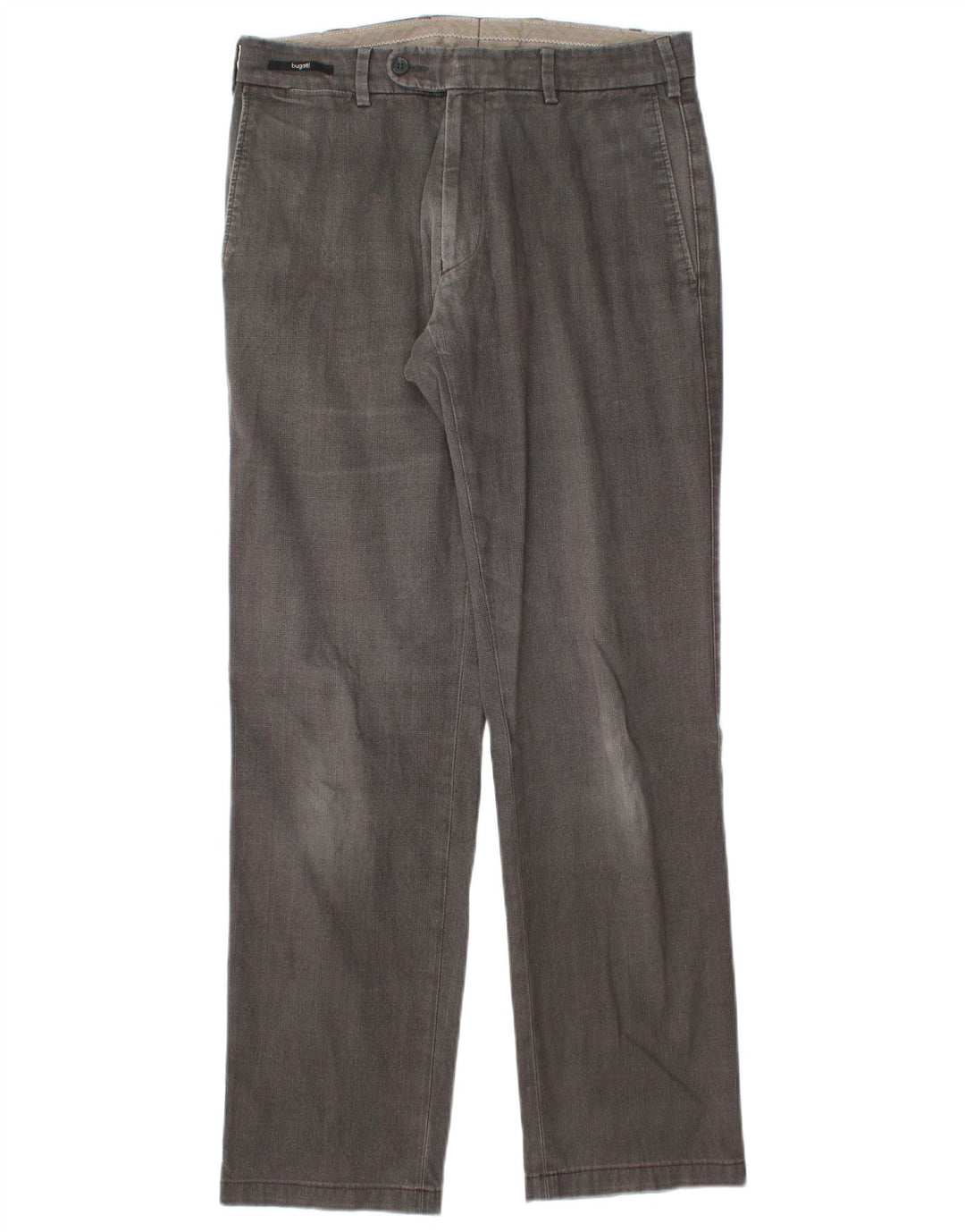 Bugatti Herren gerade Anzughose IT 46 Small W32 L30 grau karierte Baumwolle
