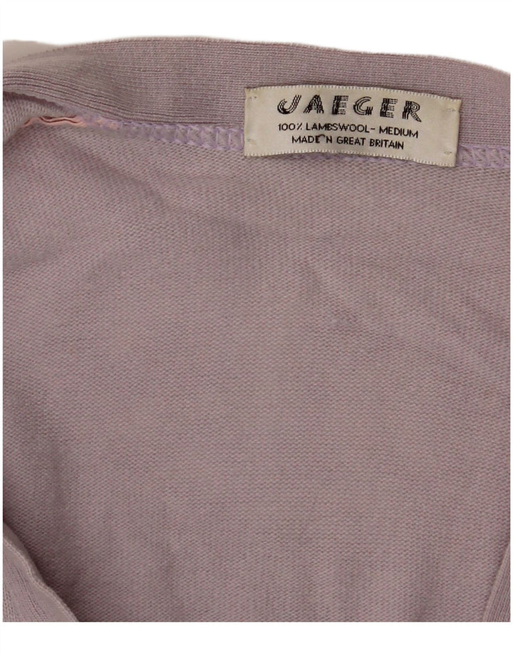 Jaeger Damen-Cardigan-Pullover UK 14 Mittelviolette Lammwolle