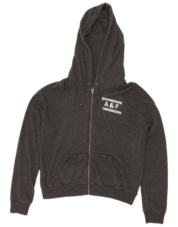 Abercrombie & Fitch Damen Graphic Zip Hoodie Pullover UK 16 Large Grau