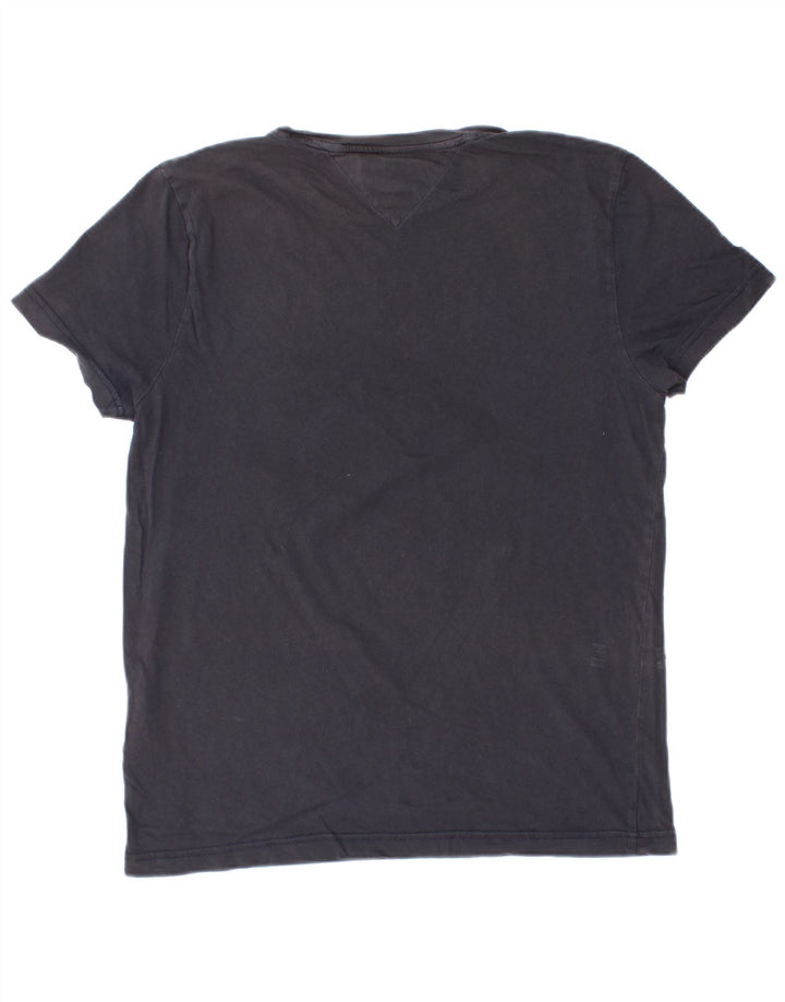 TOMMY HILFIGER Mens Graphic T-Shirt Top Medium Navy Blue Cotton