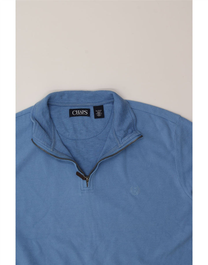 CHAPS Mens Big & Tall Zip Neck Sweatshirt Jumper XL Blue Cotton Vintage Chaps and Second-Hand Chaps from Messina Hembry 