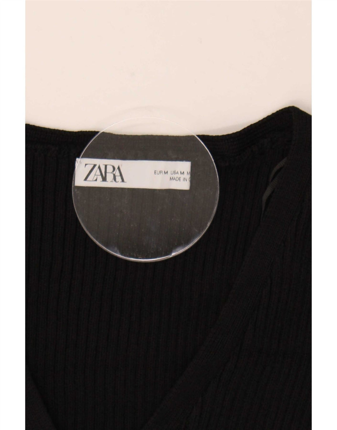 Zara Damen Crop Cardigan Pullover UK 12 Medium Schwarz