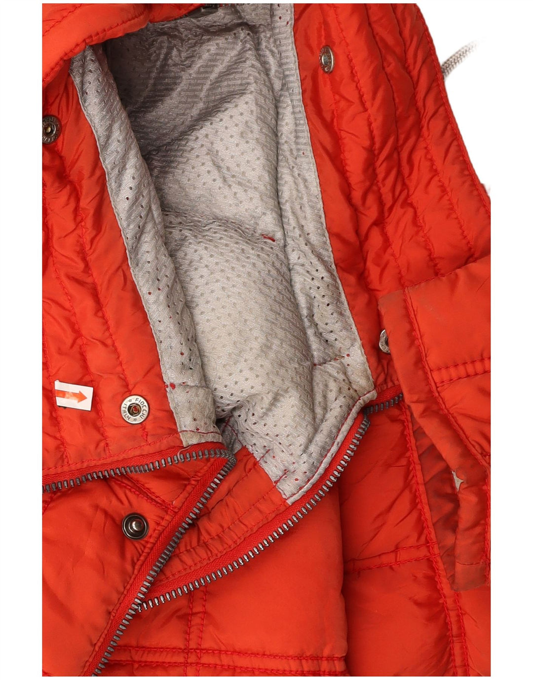 VINTAGE Damen Skijacke in Übergröße mit Kapuze, US 2 XS, rotes Nylon