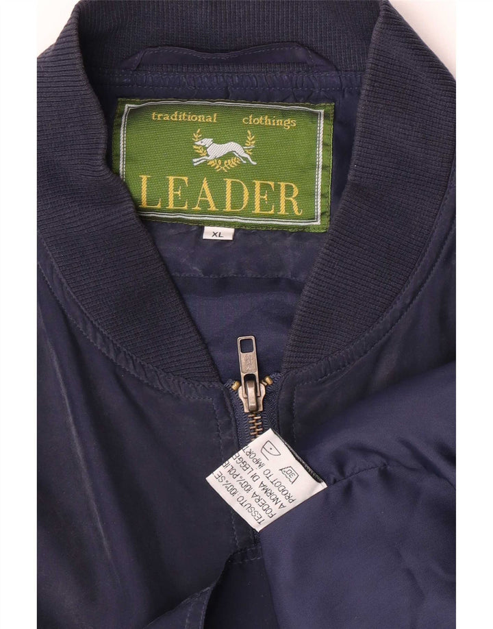 Leader Herren Bomberjacke UK 42 XL Marineblau Seide