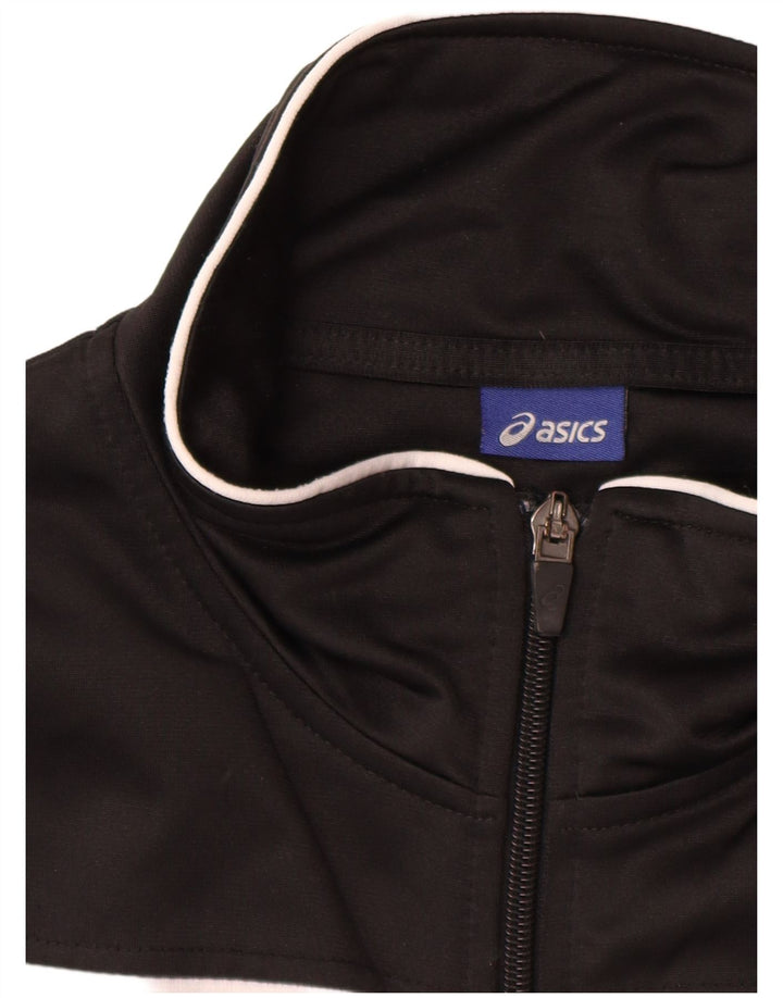 Asics Herren-Trainingsanzug-Top-Jacke, großes schwarzes Farbblock-Polyester