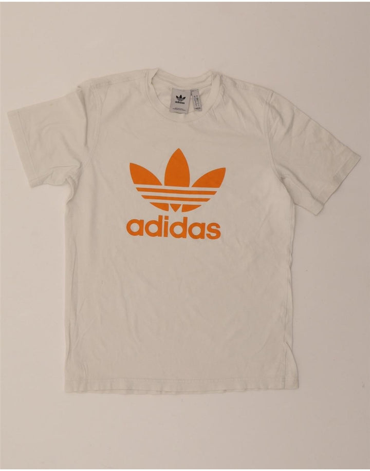 ADIDAS Mens Graphic T-Shirt Top Small White Cotton Vintage Adidas and Second-Hand Adidas from Messina Hembry 