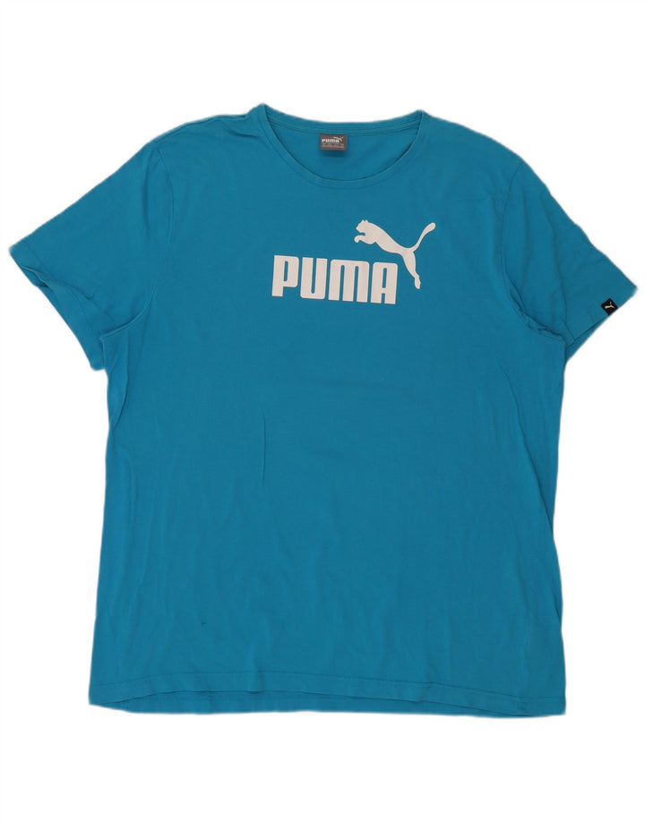 Puma Herren Grafik T-Shirt Top 2XL Blau Baumwolle