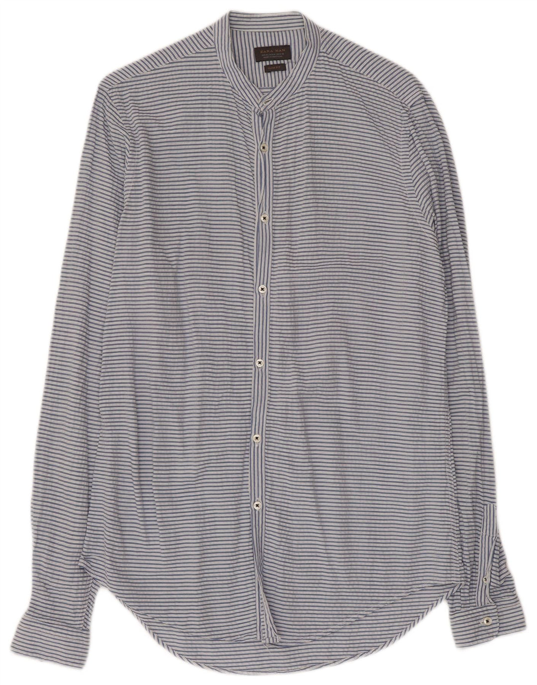 Zara Herren Slim Fit Hemd Mittelblau Nadelstreifen