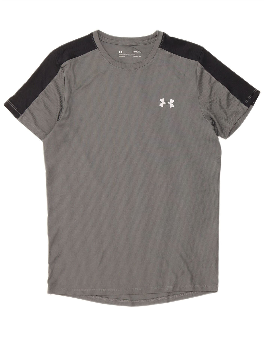 Under Armour Herren Heat Gear T-Shirt-Oberteil, kleines graues Colourblock-Polyester