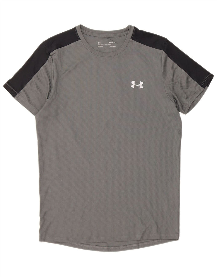 Under Armour Herren Heat Gear T-Shirt-Oberteil, kleines graues Colourblock-Polyester