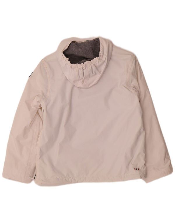 Napapijri Mädchen-Anorakjacke mit grafischer Kapuze, 11–12 Jahre, weißes Farbblockdesign