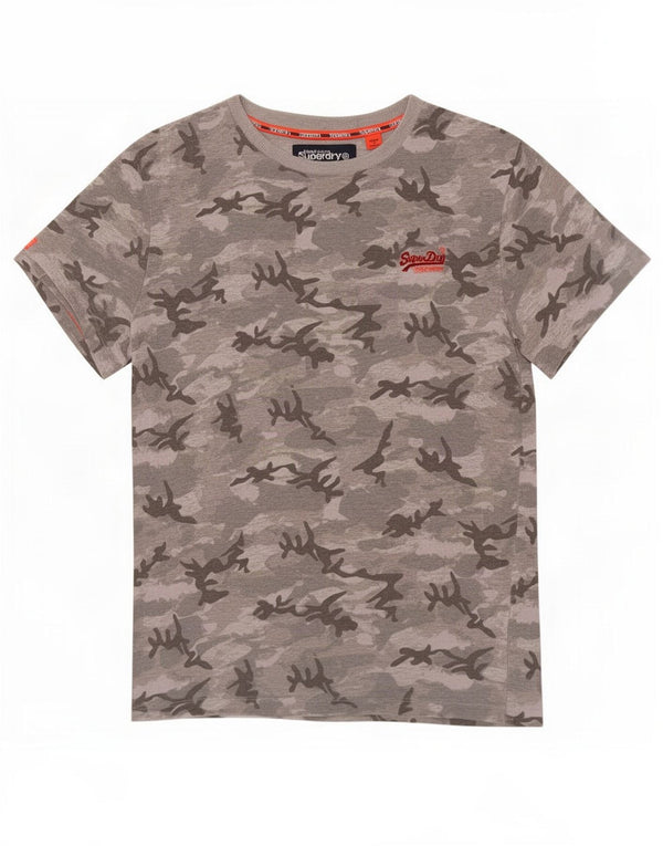 Superdry Herren T-Shirt Top XS Grau Camouflage Baumwolle