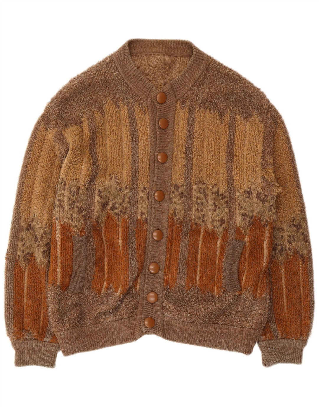 Vintage Herren Strickjacke mittelbraun geometrisch