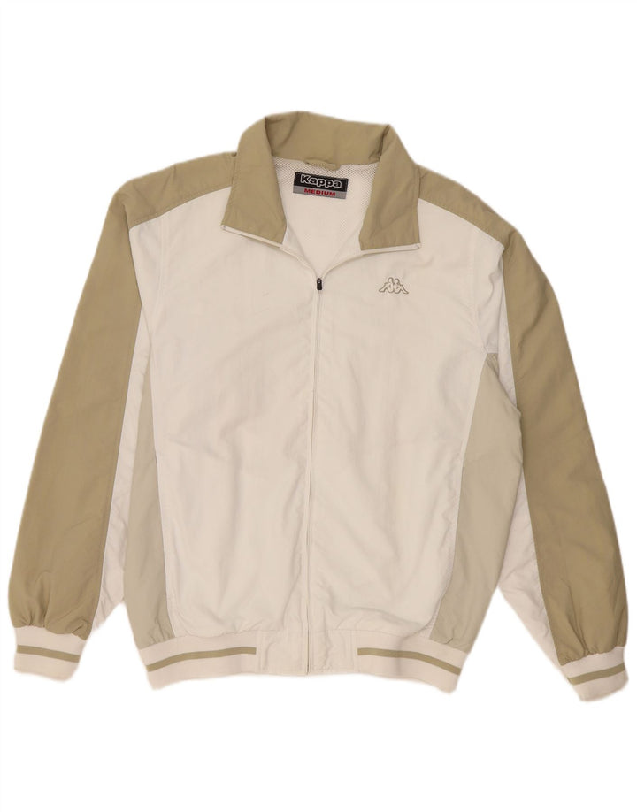 Kappa Herren-Trainingsanzug-Top-Jacke, Mittelweiß, Farbblock-Polyamid