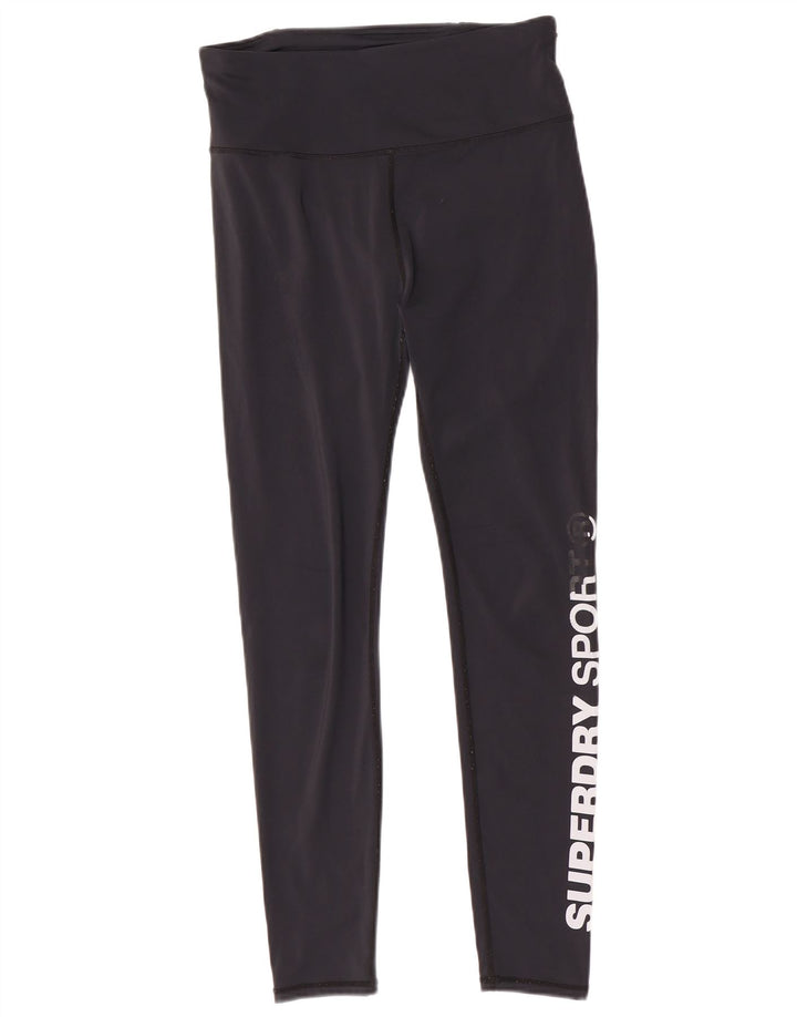 Superdry Damen Graphic Leggings UK 14 Mittelschwarzes Polyester
