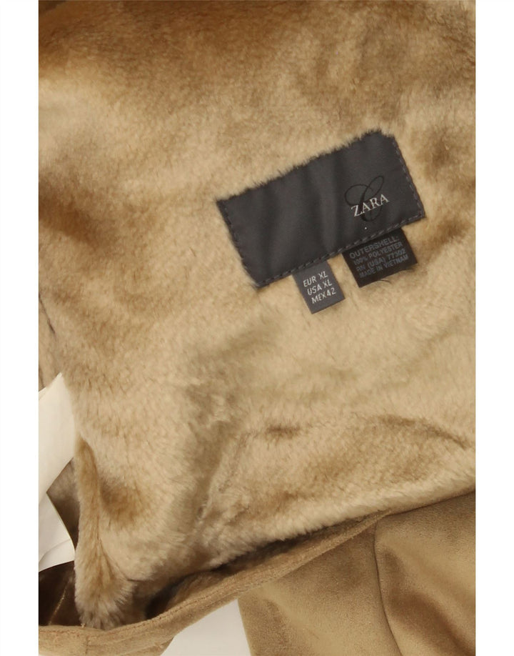 Zara Herren Sherpa Jacke UK 42 XL Beige Polyester