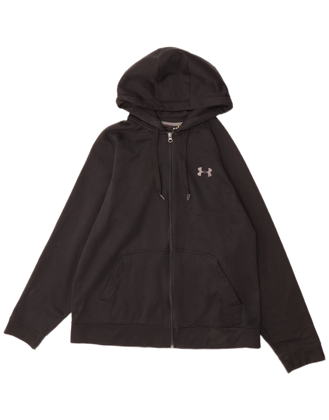 UNDER ARMOUR Mens Zip Hoodie Sweater Medium Black Polyester