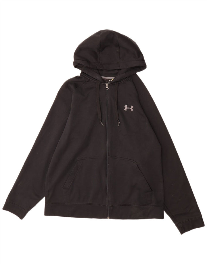 UNDER ARMOUR Mens Zip Hoodie Sweater Medium Black Polyester