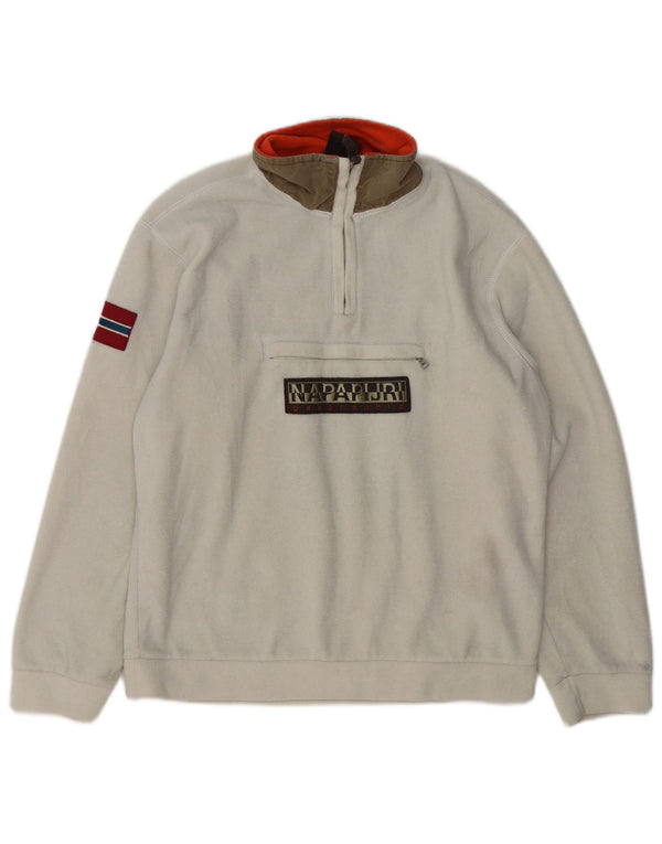 Napapijri Damen-Fleecepullover mit Grafik, UK 14, Mittelweiß, Polyester