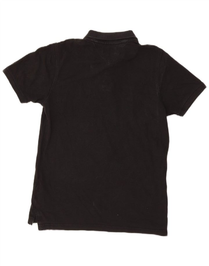 TOMMY HILFIGER Mens Polo Shirt Medium Black Cotton