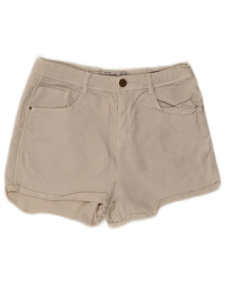 Zara Damen Trafaluc Denim Shorts EU 38 Small W28 Weiß