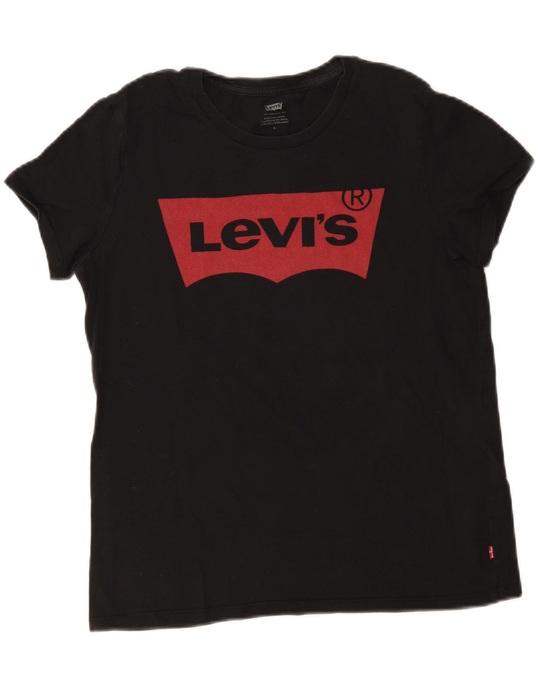 Levi's Womens Graphic T-Shirt Top UK 12 Mittelschwarze Baumwolle