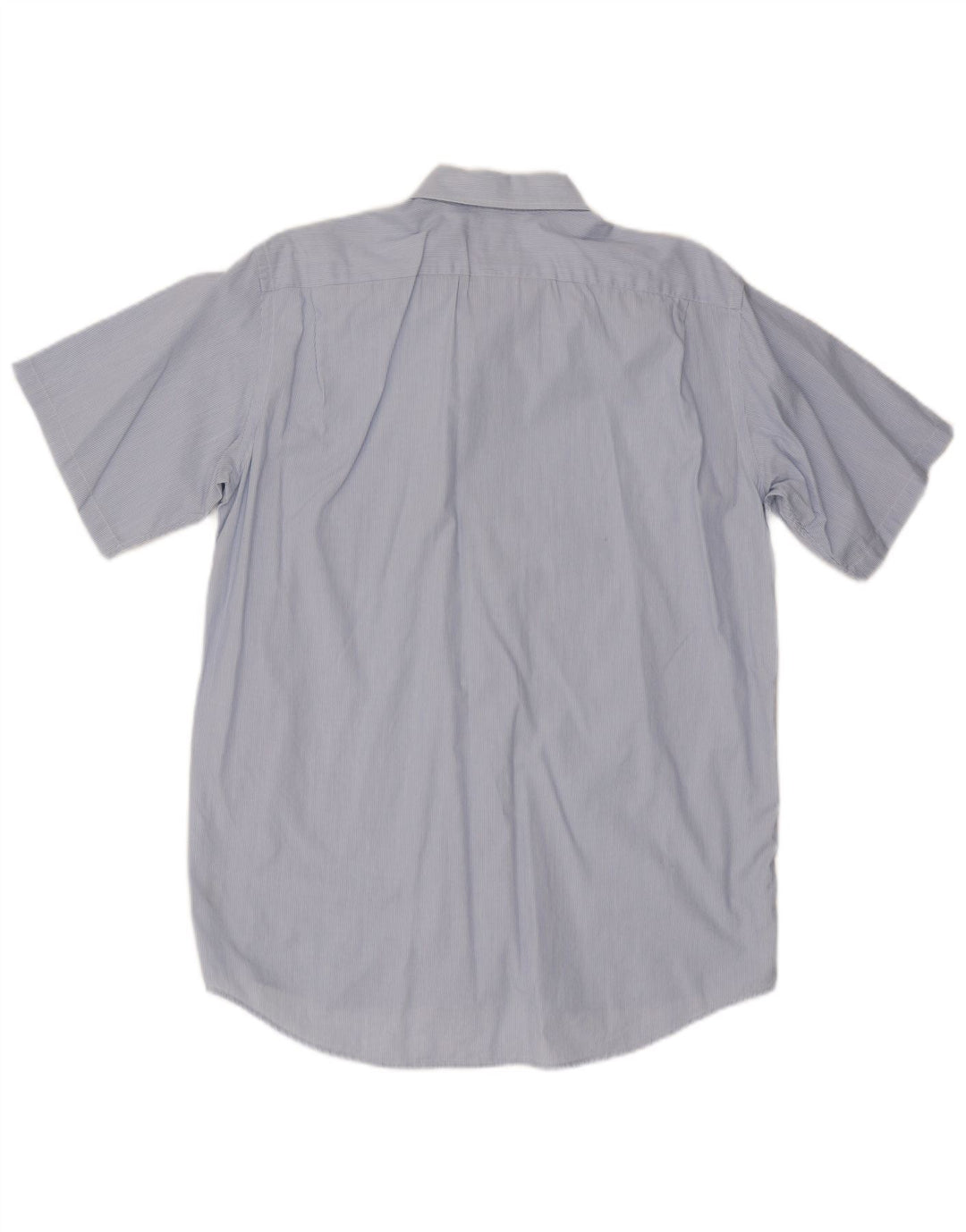 Lacoste Herren-Kurzarmhemd, Größe 39, mittelblaue Nadelstreifen-Baumwolle
