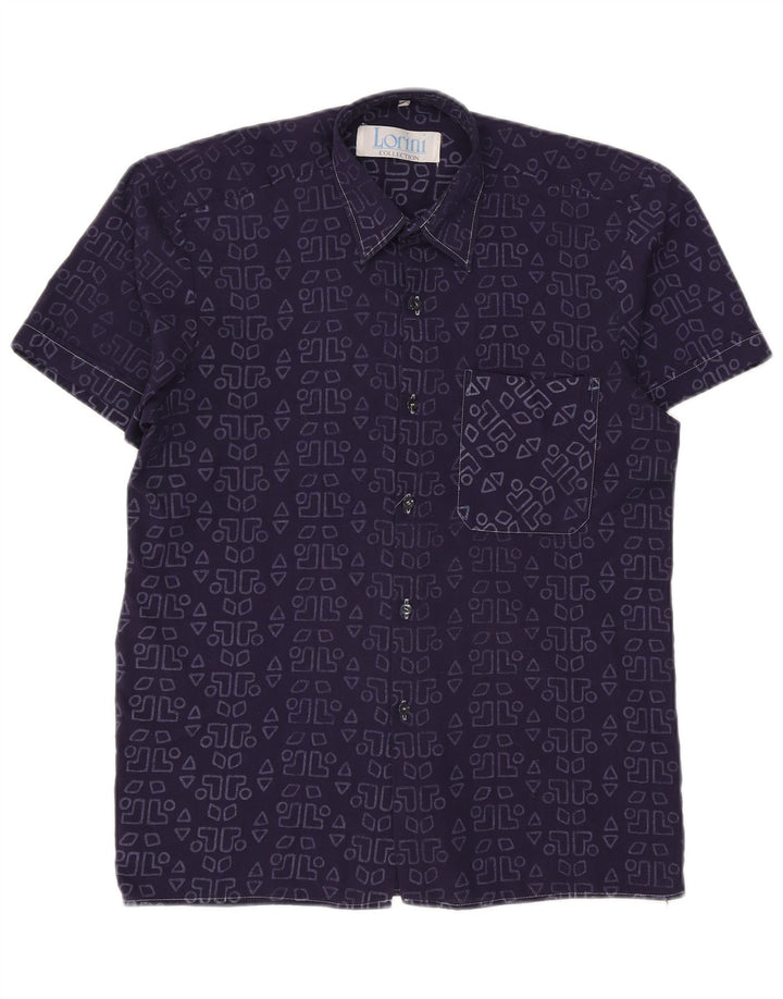 Vintage Herren Grafikshirt Größe 39/40 Medium Marineblau Geometrisch