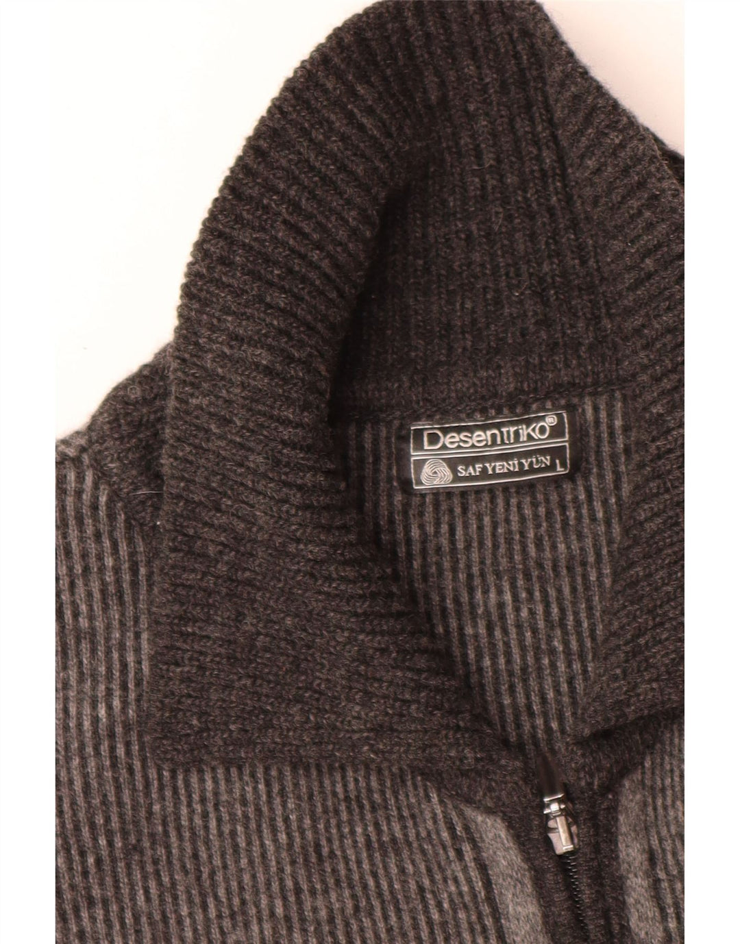 Vintage Herren-Cardigan-Pullover, groß, grau, Farbblock