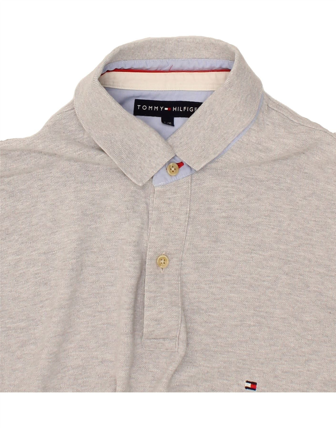 TOMMY HILFIGER Mens Polo Shirt Large Grey Cotton Vintage Tommy Hilfiger and Second-Hand Tommy Hilfiger from Messina Hembry 
