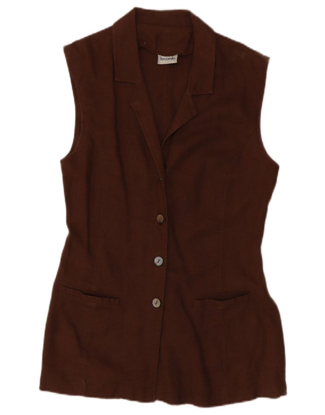 Lecomte Damen-Blazer mit 3 Knöpfen, ärmellos, Gr. 10, Braun