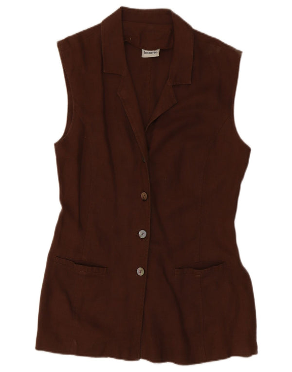 Lecomte Damen-Blazer mit 3 Knöpfen, ärmellos, Gr. 10, Braun