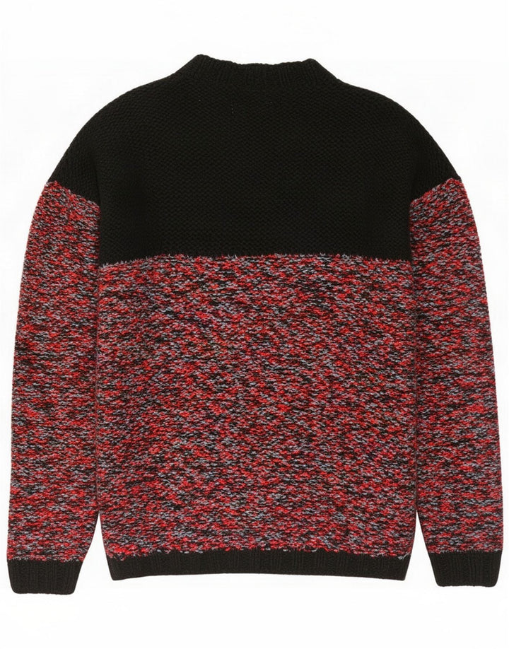 Vintage Herren-Pullover mit Rollkragen, groß, schwarz meliert