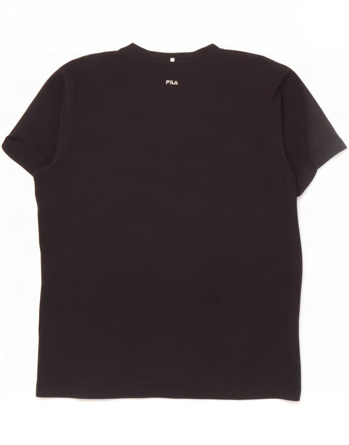 Fila Herren Grafik-T-Shirt-Oberteil aus mittelschwarzer Baumwolle