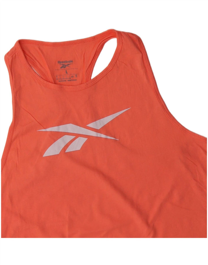 Reebok Womens Graphic Vest Top UK 16/18 Large Orange Baumwolle