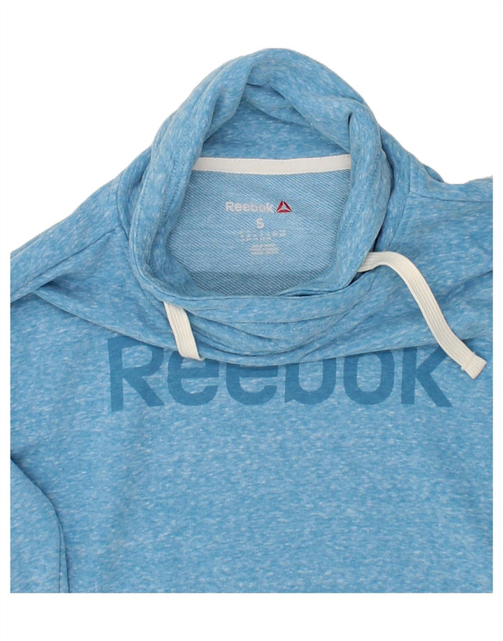 REEBOK Womens Roll Neck Sweatshirt Jumper UK 8/10 Small Blue Flecked Vintage Reebok and Second-Hand Reebok from Messina Hembry 