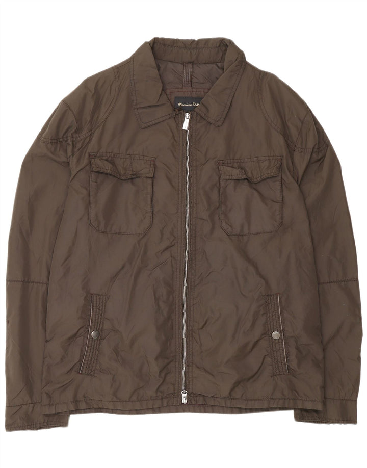Massimo Dutti Herren-Utility-Jacke UK 44 2XL Braunes Nylon