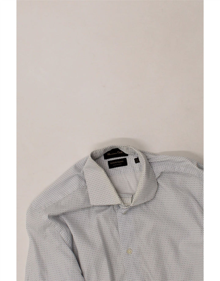 MASSIMO DUTTI Mens Shirt EU 40 Medium White Spotted Vintage Massimo Dutti and Second-Hand Massimo Dutti from Messina Hembry 