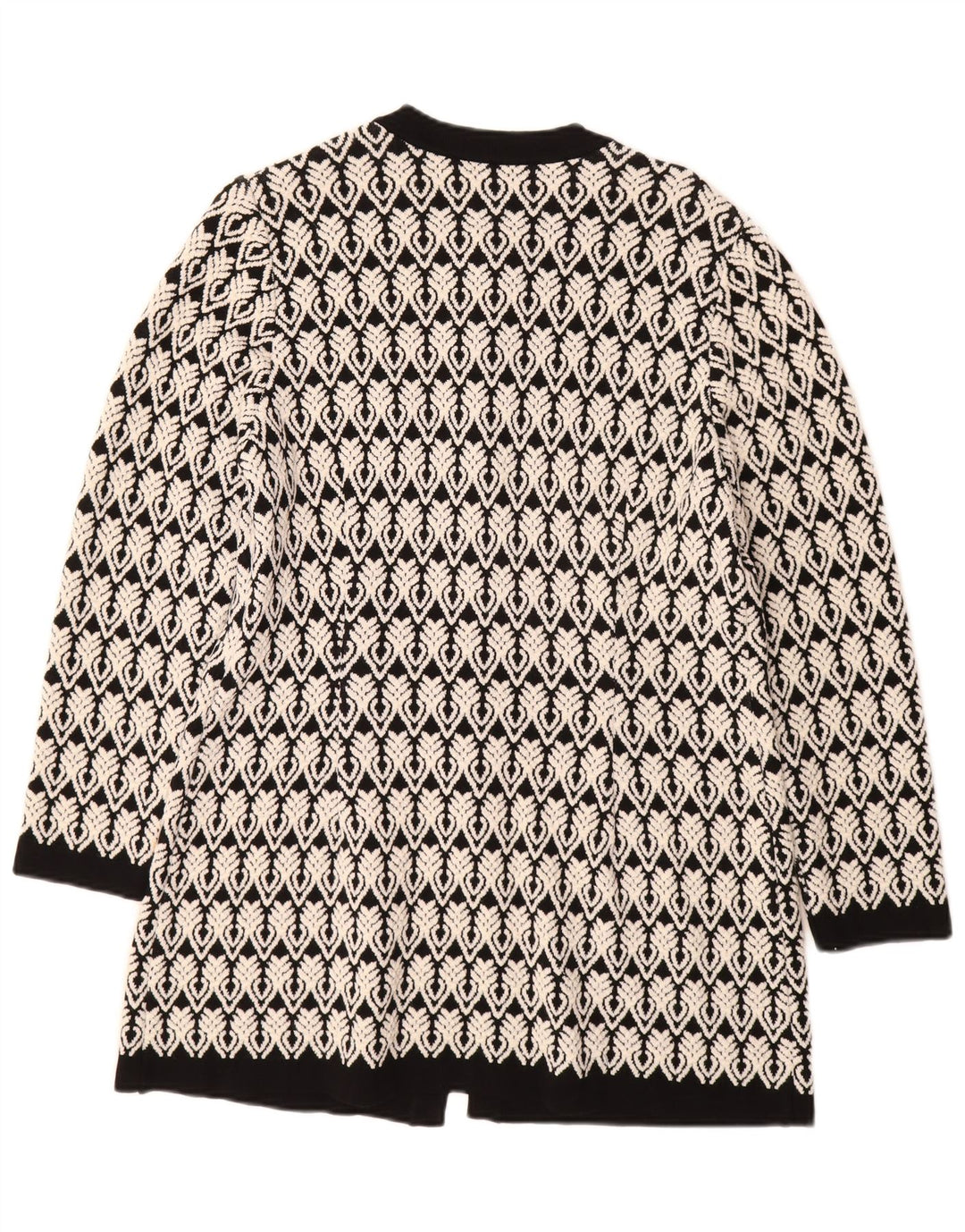 STIZZOLI Damen Longline Cardigan Pullover IT 46 Large Weiß Geometrisch