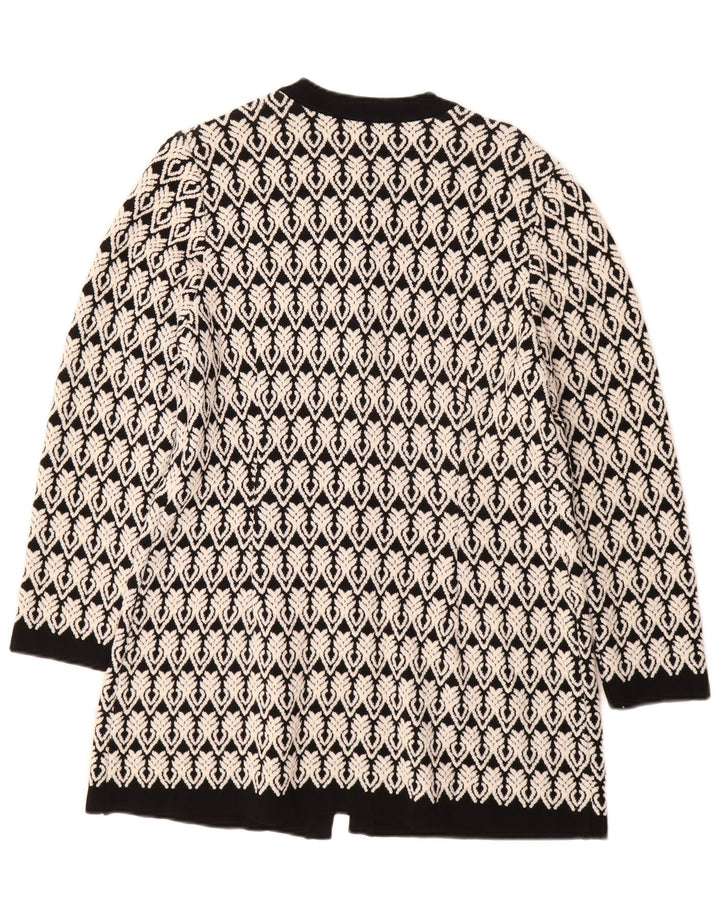 STIZZOLI Damen Longline Cardigan Pullover IT 46 Large Weiß Geometrisch